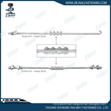 Insulated double end gauge tie rod for switches